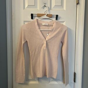 Pink Long Sleeve Button Down Polo Top